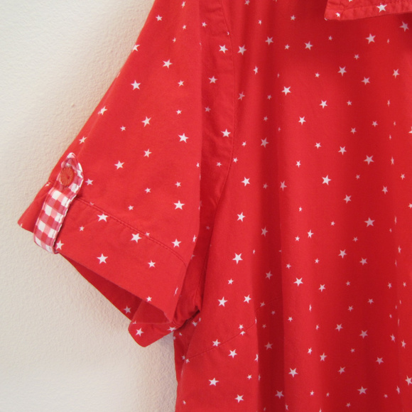 Erika Blouse-Button Top-Red Stars-Gingham Edge-M - Picture 8 of 8